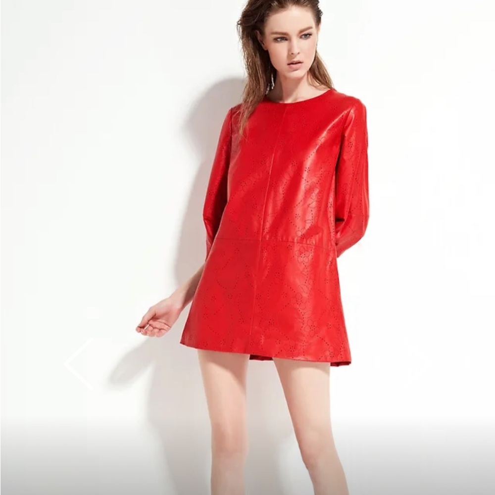 Anveglosa orange leather mini dress. Size medium